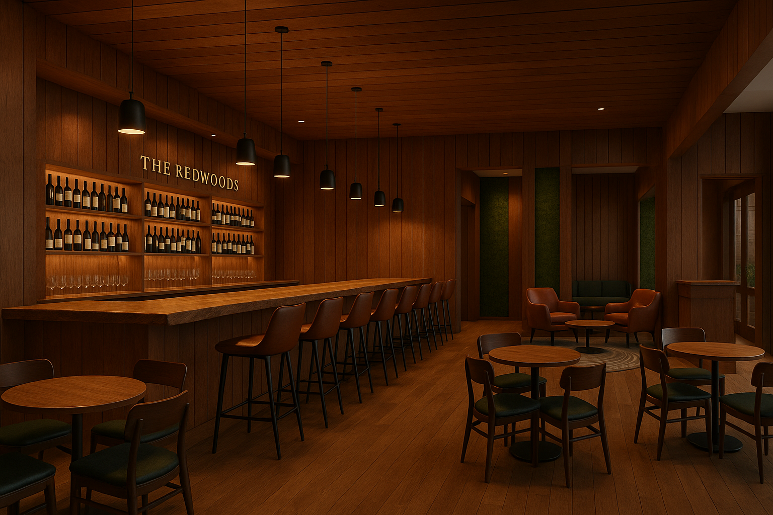 The Redwoods bar interior